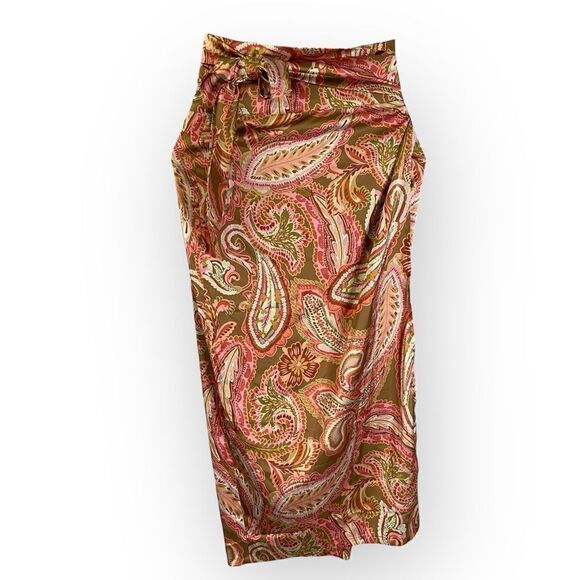 Baiia Isla Wrap Skirt Barcelona Pink Green Paisley Print - Picture 1 of 8